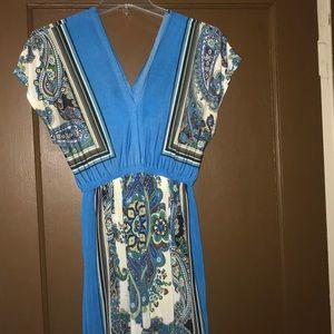Blue patterned bohemian dress